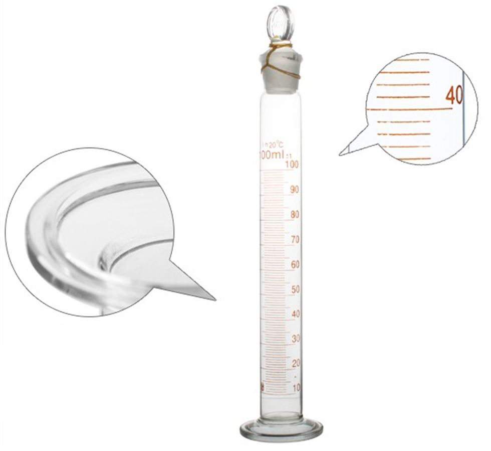 Lab boro3.3 borosilicate glass 100ml 250ml glass graduated measuring cylinder tube with round base and spout