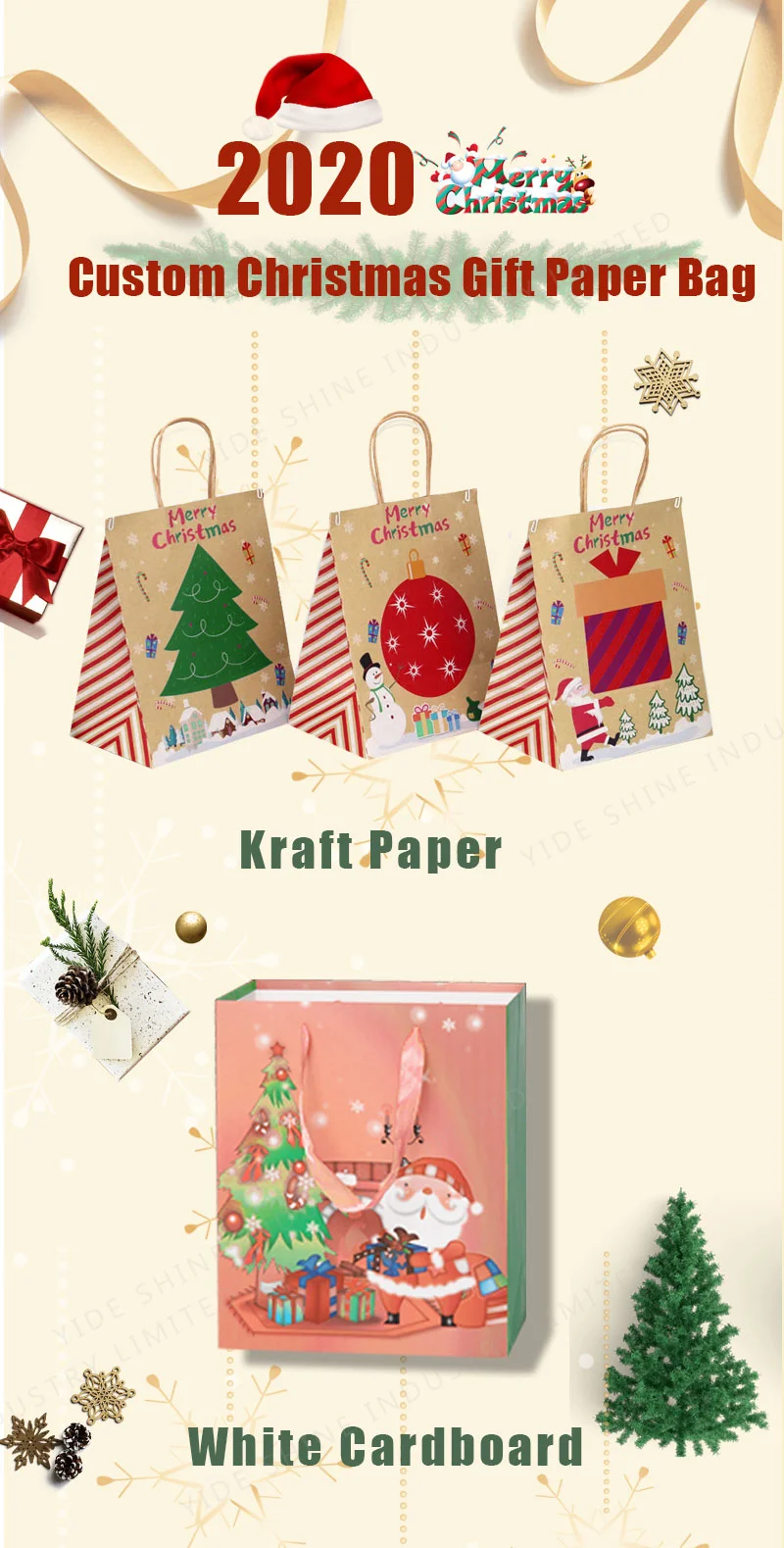 Hot Paper Bag Custom Print Gift Bags Cotton Luxury Packaging Printing Bag with Handle