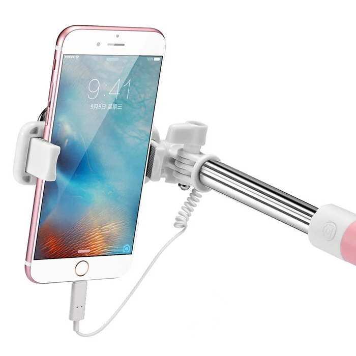 Small Monopod Handheld Wired Cable Cell Phone iPhone Selfie Stick