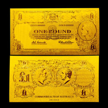 Old Aud 1 Banknote Gold Foil Banknote For Collection , Gold Foreign Money