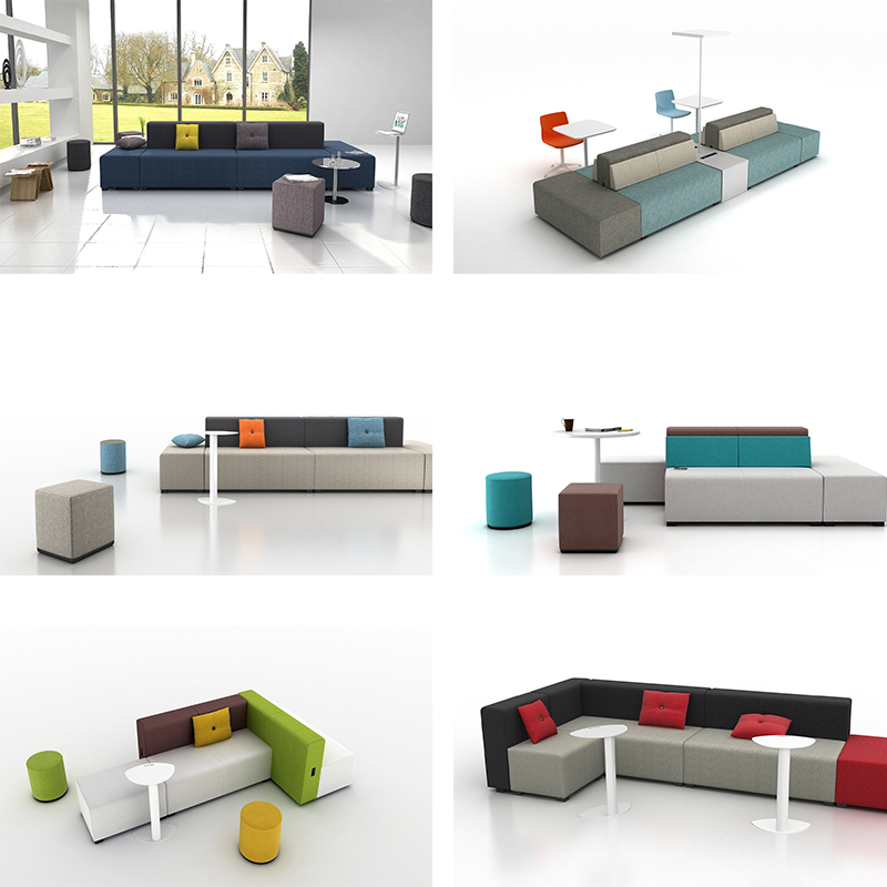 Modern design lounge furniture fabric L shape selection sofa for public area