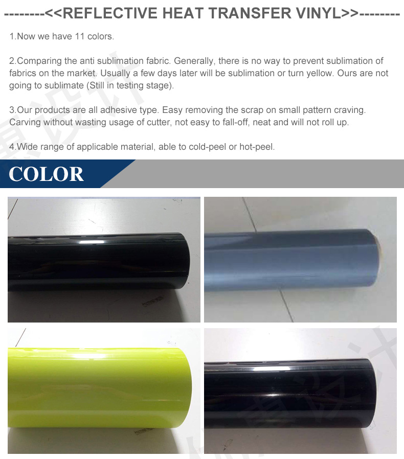 High Bright Reflective Heat Transfer Vinyl Rolls for Clothes Film Pu 1 Roll Clothing Angelacrox 50cm*50m/roll 5colors 0.12mm Low