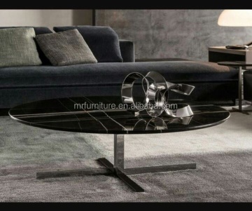 Real Sahara Noir Marble Top Round Side Table