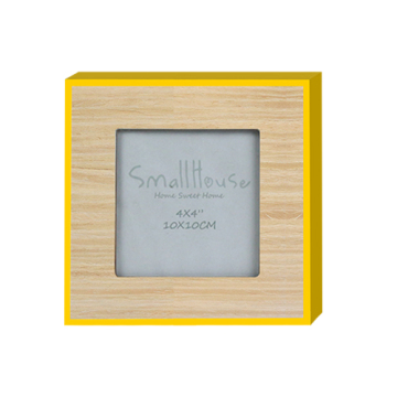 Yellow border wood photo frame