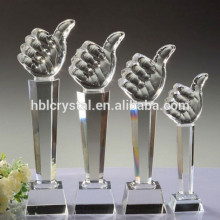 Wholesale Number One crystal hand trophy for employee prize