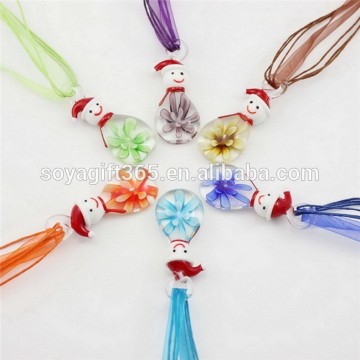 Snowman Pendant 3D Flower Lampwork Glass Pendant For Necklace DIY
