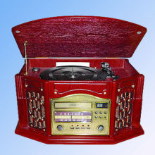 Nostalgic Turntable Player with AM/FM Radio, CD and Cassette Playing Functions