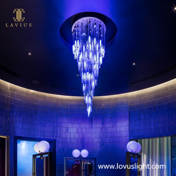 Custom blue snow mountain shape chandelier technology sense hotel science and technology museum chandelier