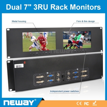 dual 7 inch 3RU rack mount TFT lcd video widescreen tft monitor DVI input