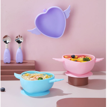 Heart Baby Training Silicone Bowl Spoon Fork Set