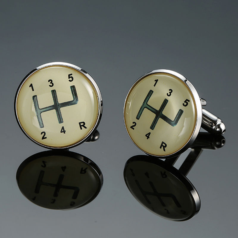 Car enthusiast jewelry mini steer wheel silver cuff links mens cufflinks luxury gifts for boys