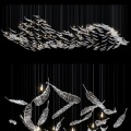Large Decoration Artistic Glass Feather LED Chandeliers
