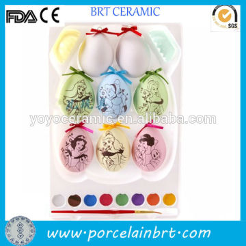 Promotional easter gifts unpainted bisque ceramic easter egg cartoons