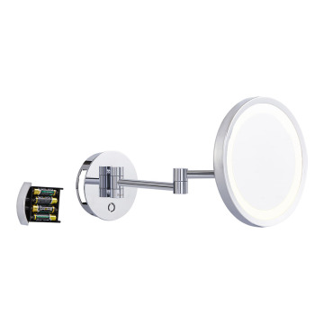 Lighted wall mounted shower shaving mirror