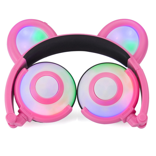 Casque d&#39;oreilles d&#39;ours rouge à LED mignon avec lumière