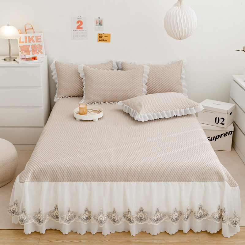 Wholesale Home solid Lace Bedspread ice Skirt Set