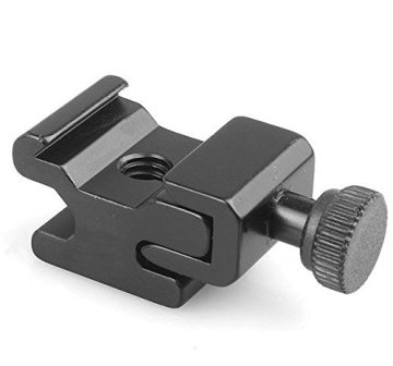 Black Metal Cold Shoe Flash Stand Adapter with 1/4-inch -20 Tripod Screw
