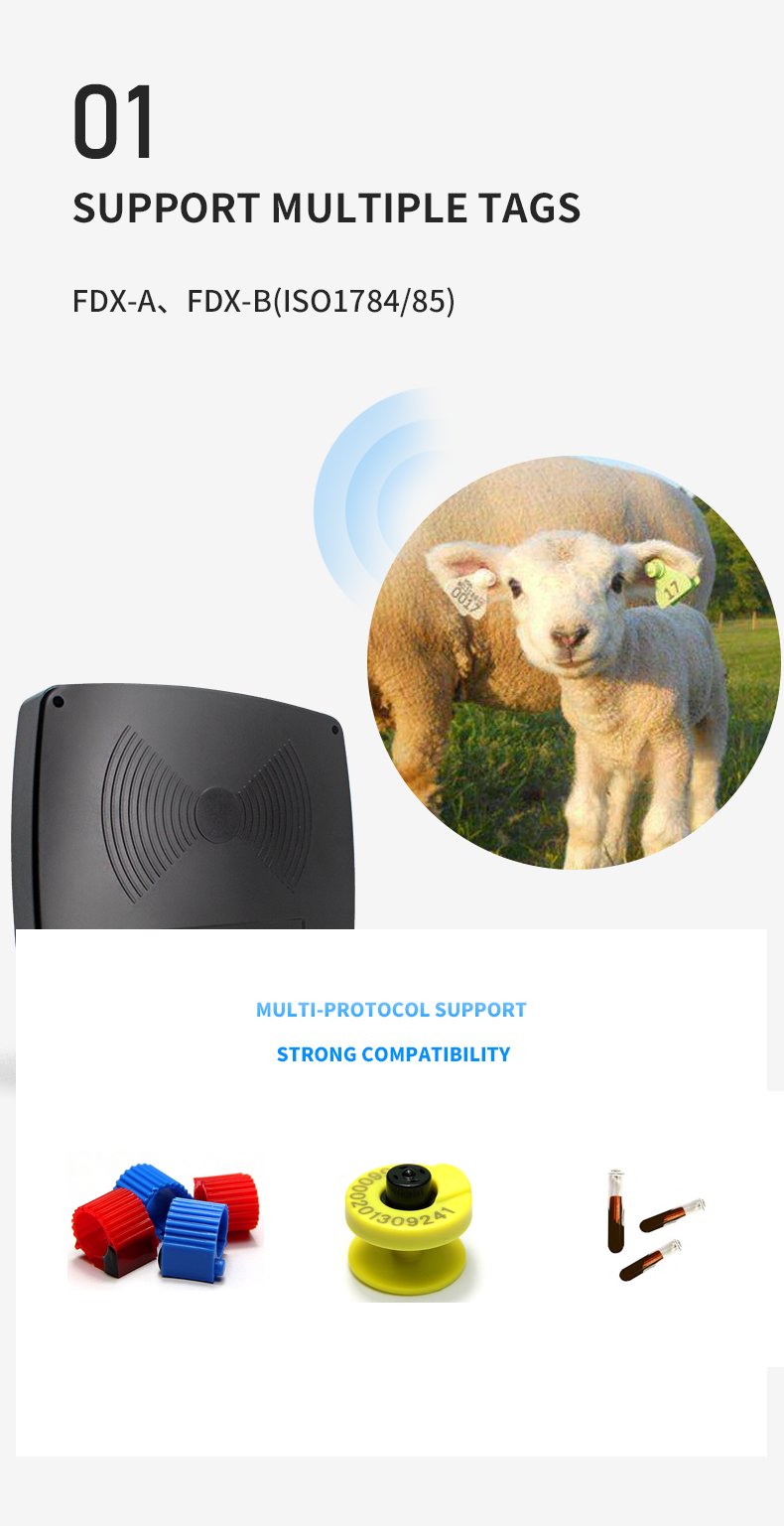 RS232 LF 134.2KHz long range for tracking animal ear tag ISO11784/11785