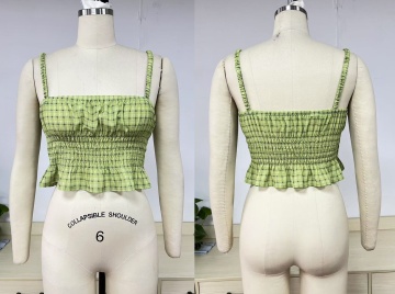 Women's Strapless Top in Green Waist With Pleat
