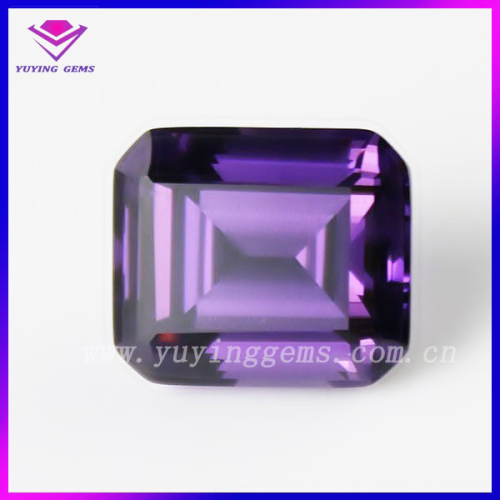 Synthetic Amethyst Stone Emerald Cut Cubic Zirconia CZ Gemstone for Ring Setting