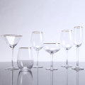 High Stem Wine Glass  With Gold Rim