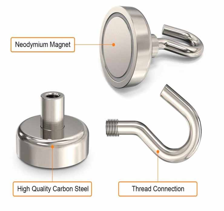 china manufacturers neodymium magnets holder 2200pound 1000kg fishing hook 5.31inch with eye bolt