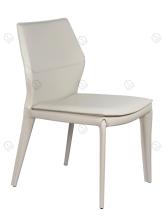 White saddle leather armless dining chairs