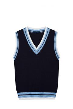 Boy's Knitted Contrast Rib School Vest