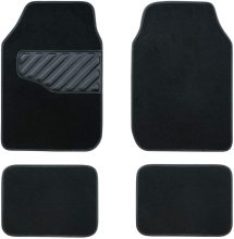 Black Carpet Floor Mat with Driver Heel Pad
