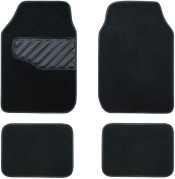 Black Carpet Floor Mat with Driver Heel Pad