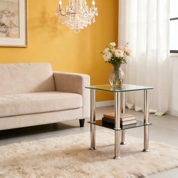 Modern 2 - Tier Glass Top Side Table