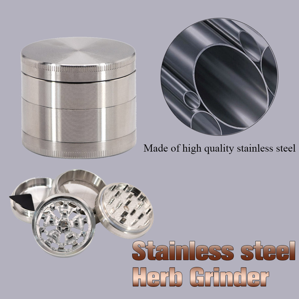 Stainless Steel 54mm 4-piece Herb Grinder Weed Grinder Brand Bag Box Premium herb crusher custom logo smoking accessories