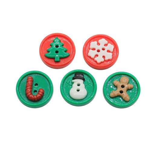 Mix Round Resin Snowflake Snowman Tree Button Cabochon Beads DIY Craft Coat Sweater Sewing Accessories Clothes Decoration