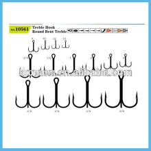 Fishing tackle treble round bent fishing hook