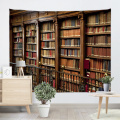 Bücherregal Hintergrund Tapisserie Vintage Bookrack Bibliothek Wandbehang College Study Room Tapisserien Wandkunst für Schlafzimmer Wohnzimmer