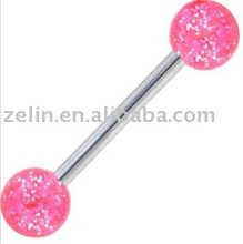 pink glitter tongue jewelry,tongue ring, tongue piercing
