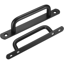 Stainless Steel 160mm/6.3 Inch Barn Door Handles: Sliding Door Pulls, Closet & Cabinet Door Handles with Plates - Black Finish