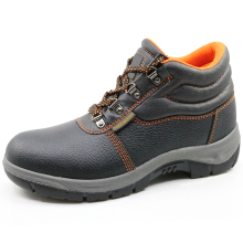 Black leather pu sole cheap work boots shoes