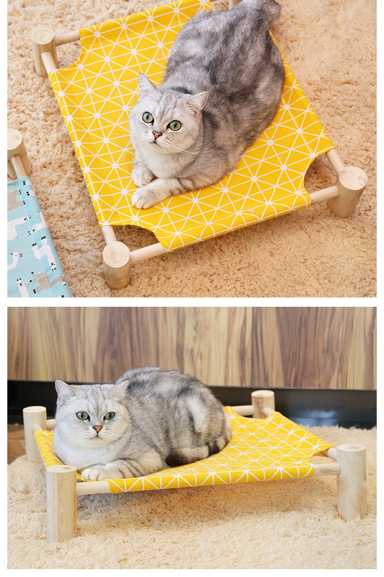 Wholesale Multicolor optional summer pine and linen material camp beds pet hammock pet bed
