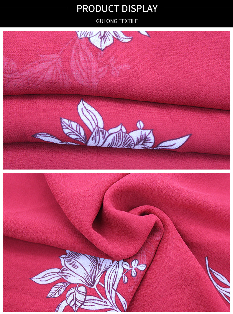 New fashion 100% polyester chiffon custom digital printing fabric for dresses