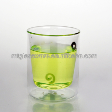 Unique double wall dringking glass tea cup