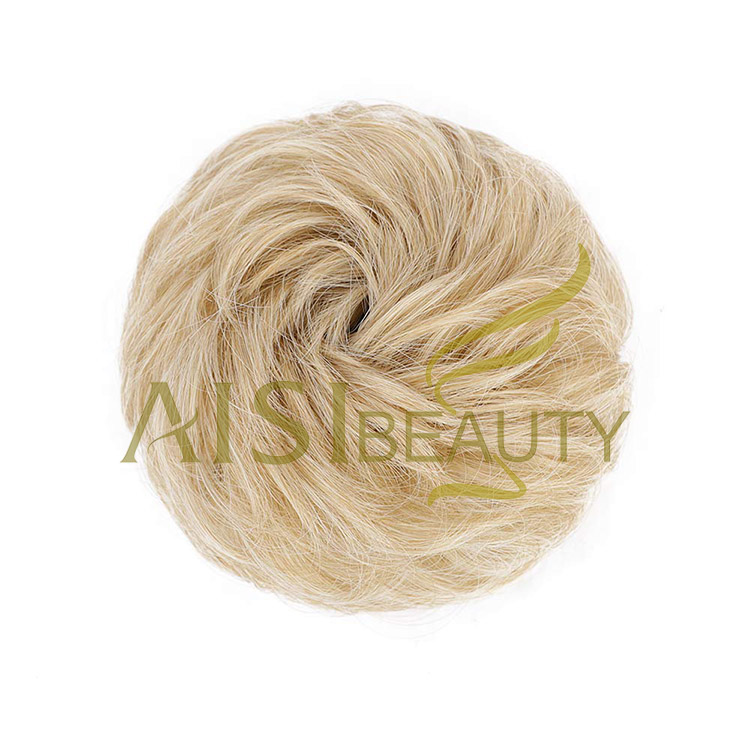 Aisi Beauty Top Quality Wholesale Multi Color Synthetic Curly Messy Donut Chignon Bun Elastic Rope Rubber Band Hair Extension