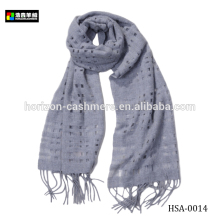 Ladies Grey Cashmere Tassel Scarf, Ladies Grey Plain Cashmere Scarf