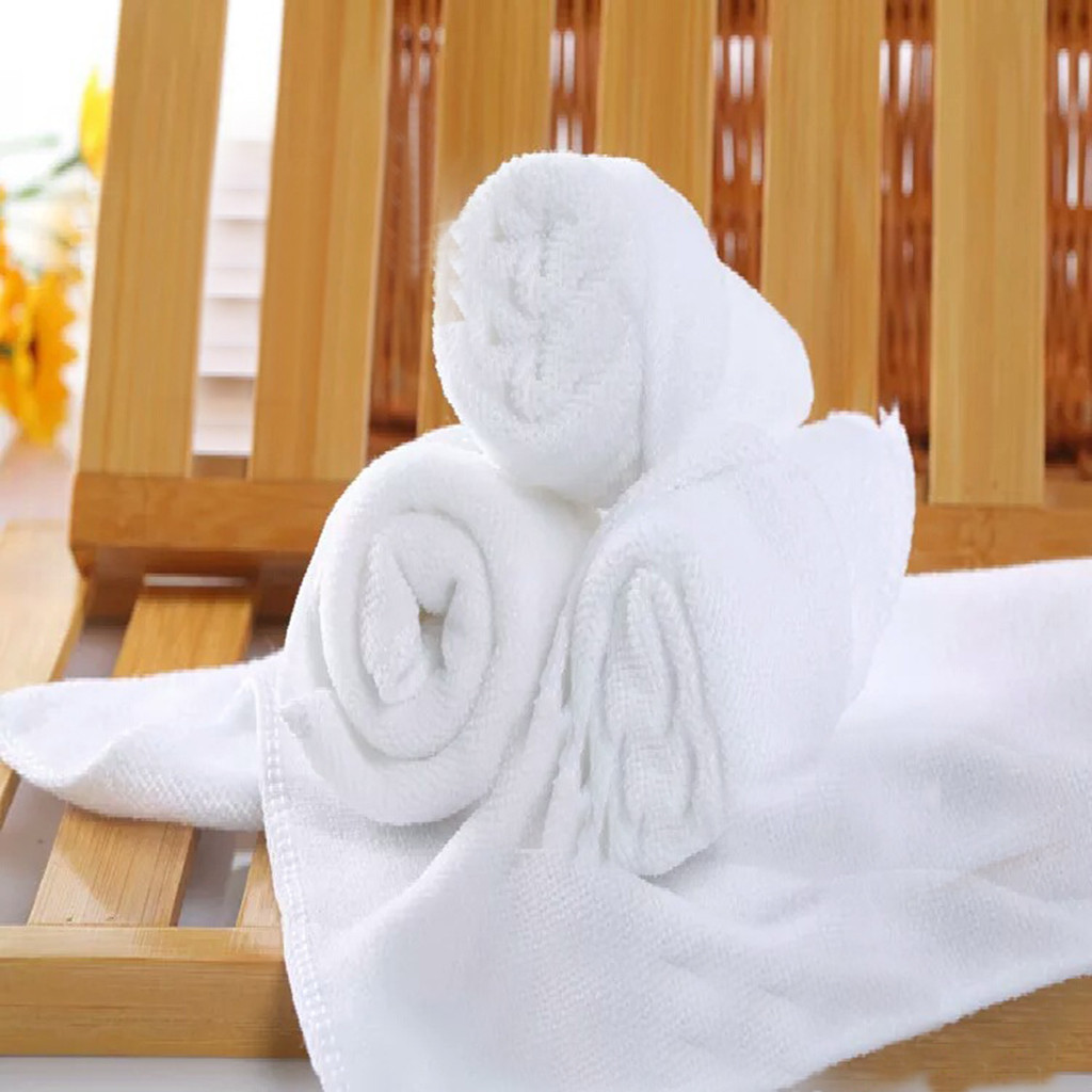 10PC White Ultra Soft Microfiber Fabric Face Hotel Bath Towel Wash Hand Portable Terry Towel Multifunctional Towel
