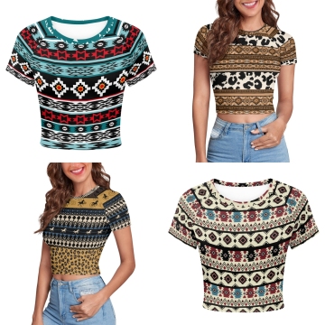 Drop Shipping Women's Clothing AZTEC Logo Cropped T-shirt for Summer