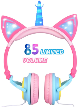 Glowing Unicorn Cat Ear LED Adjustable Foldable Headphones