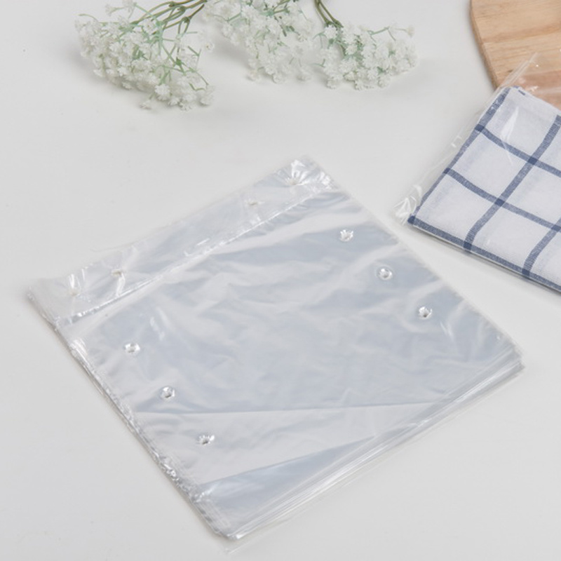 Transparent Plastic Flat Plain Fresh Deli Perforated Plastic Bag with Hook for Bread Bakery Packaging