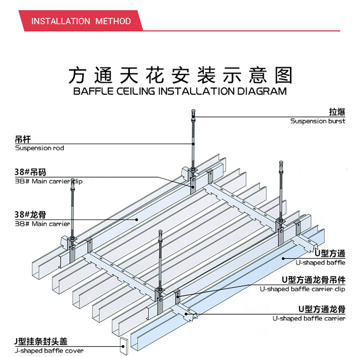Metal material decorative aluminum linear profile square baffle tube ceiling panel