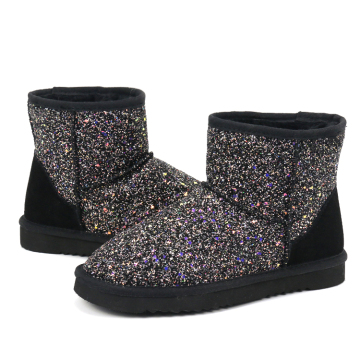 Classic Sequin Faux Fur Bling Bling Snow Boots