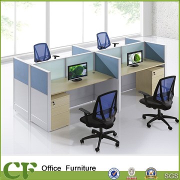 Fabric panel with movable cabinet 4 seats office workstation